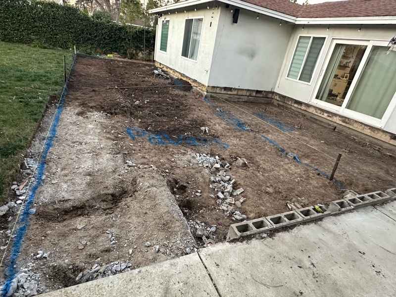Backyard grading and excavation for paver installation in Van Nuys CA