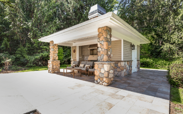 beautiful outdoor kitchen crafted with stone.