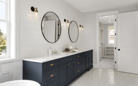Adding more modern lighting to your bathroom will upgrade the look instantly.