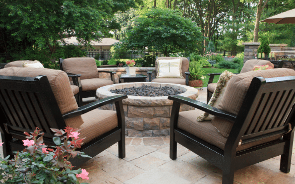sitting area surrounding a fire pit
