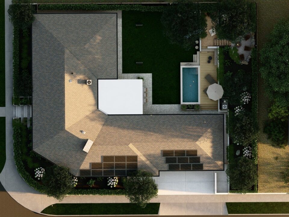 1. Modern backyard remodeling project in Los Angeles featuring large-format pavers, artificial turf, custom lighting, and luxury outdoor living design by Green Advisor Inc.