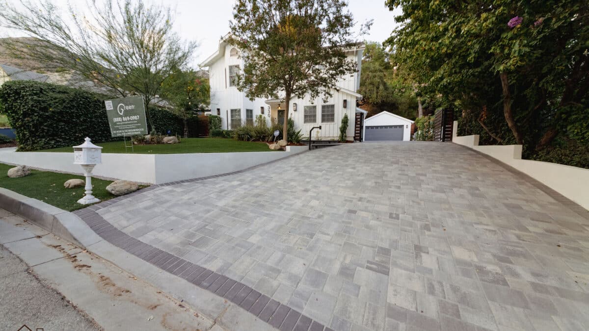 driveway pavers vs concrete in Los Angeles modern paver driveway installation