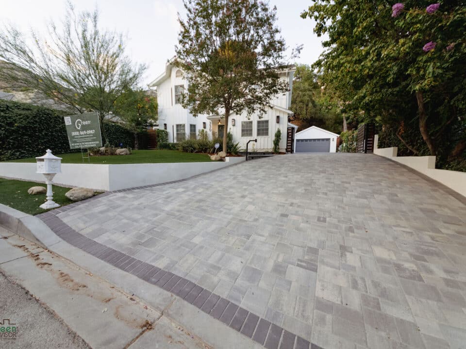 driveway pavers vs concrete in Los Angeles modern paver driveway installation