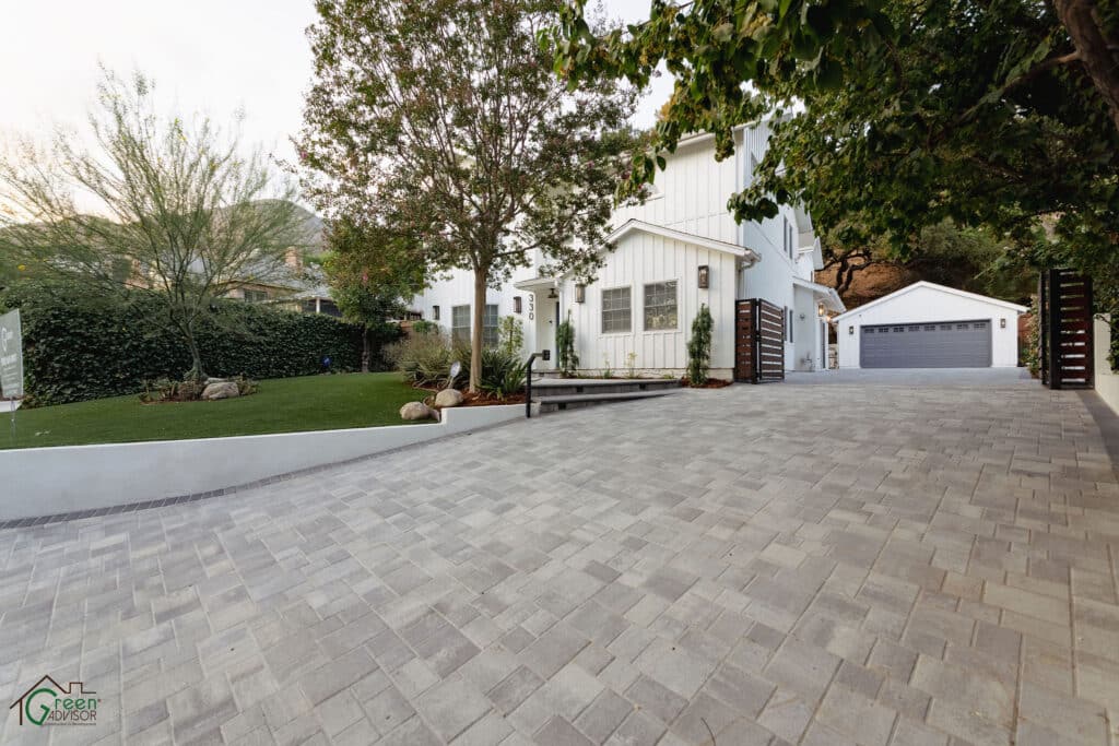 driveway pavers vs concrete in Los Angeles modern paver driveway installation