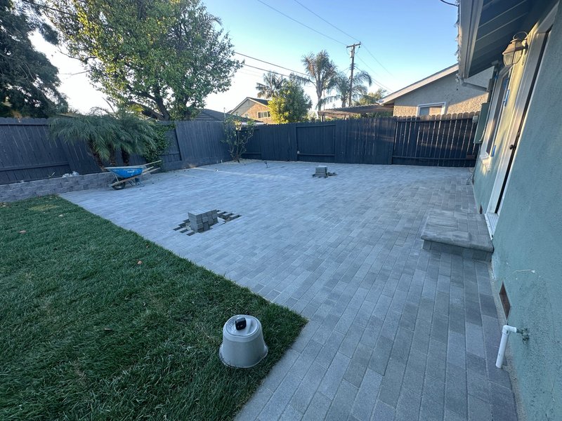 Backyard lawn and planter wall in Torrance CA outdoor remodel project