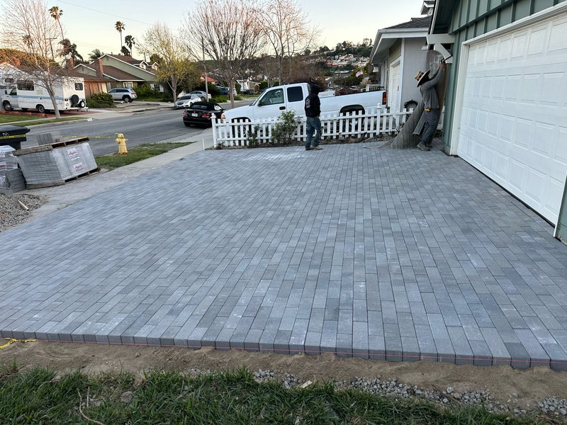 Complete front yard remodel in Torrance CA with new Angelus paver driveway by Green Advisor Inc