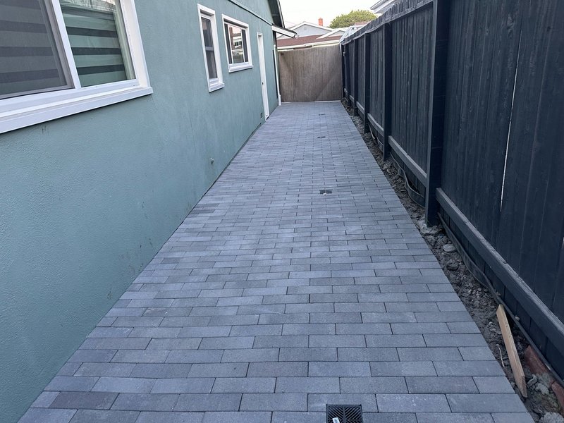 Side yard paver walkway in Torrance CA connecting front and backyard remodel