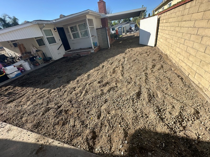 Base preparation for custom Angelus paver driveway in Orange CA