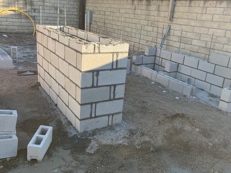 Custom BBQ island block construction in Orange CA