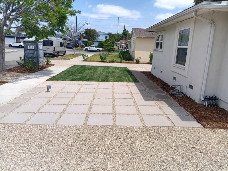 Artificial turf and hardscape installation in Orange CA