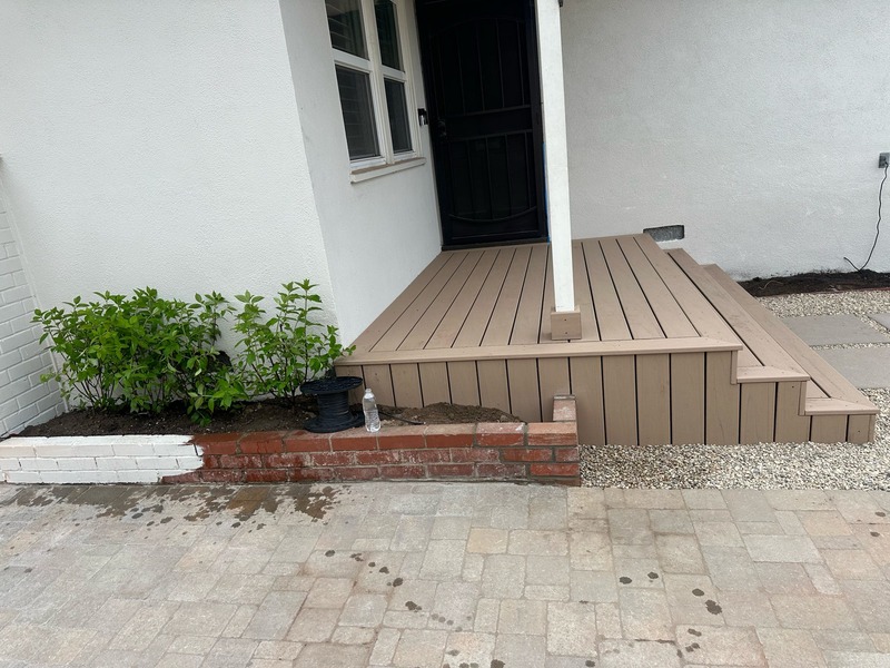 Trex staircase construction at front entry in Orange CA