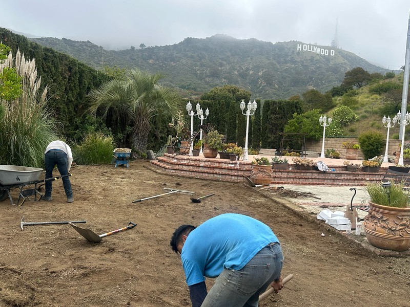Backyard demolition and site preparation in Hollywood Hills, CA.